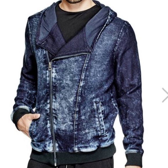 denim moto jacket men's